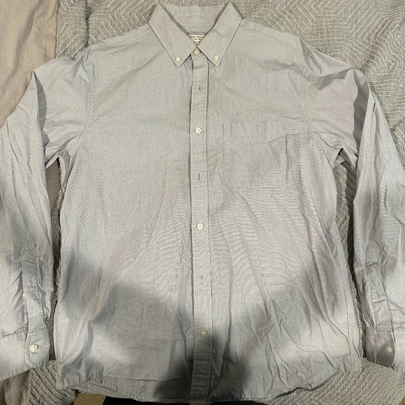 Club Monaco Blue Heather Button Down Pocket Shirt Large Slim Fit - Picture 3 of 3